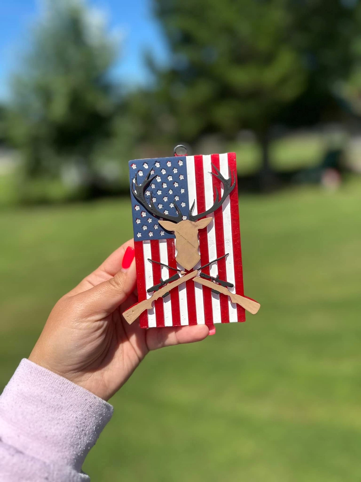 Deer, Rifles, and Flag Car Freshie