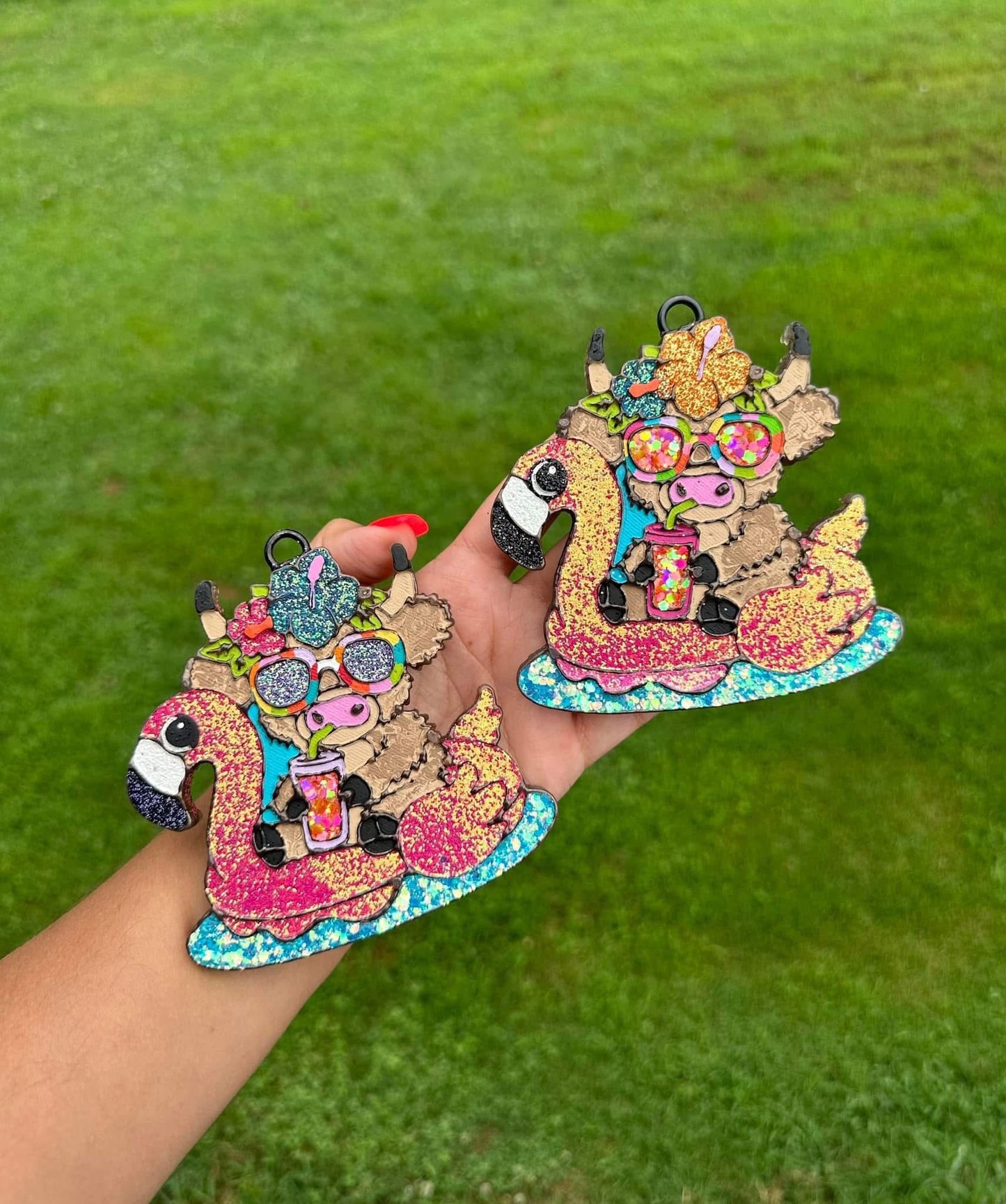 Highland Cow On A Float Car Freshie