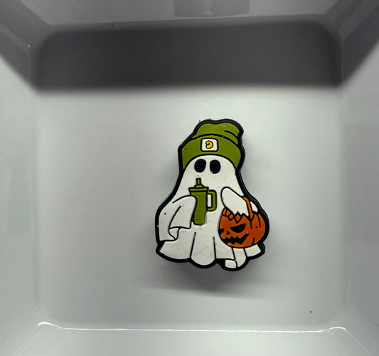 Ghost With Beanie, Cup, and Pumpkin Freshie Hanger