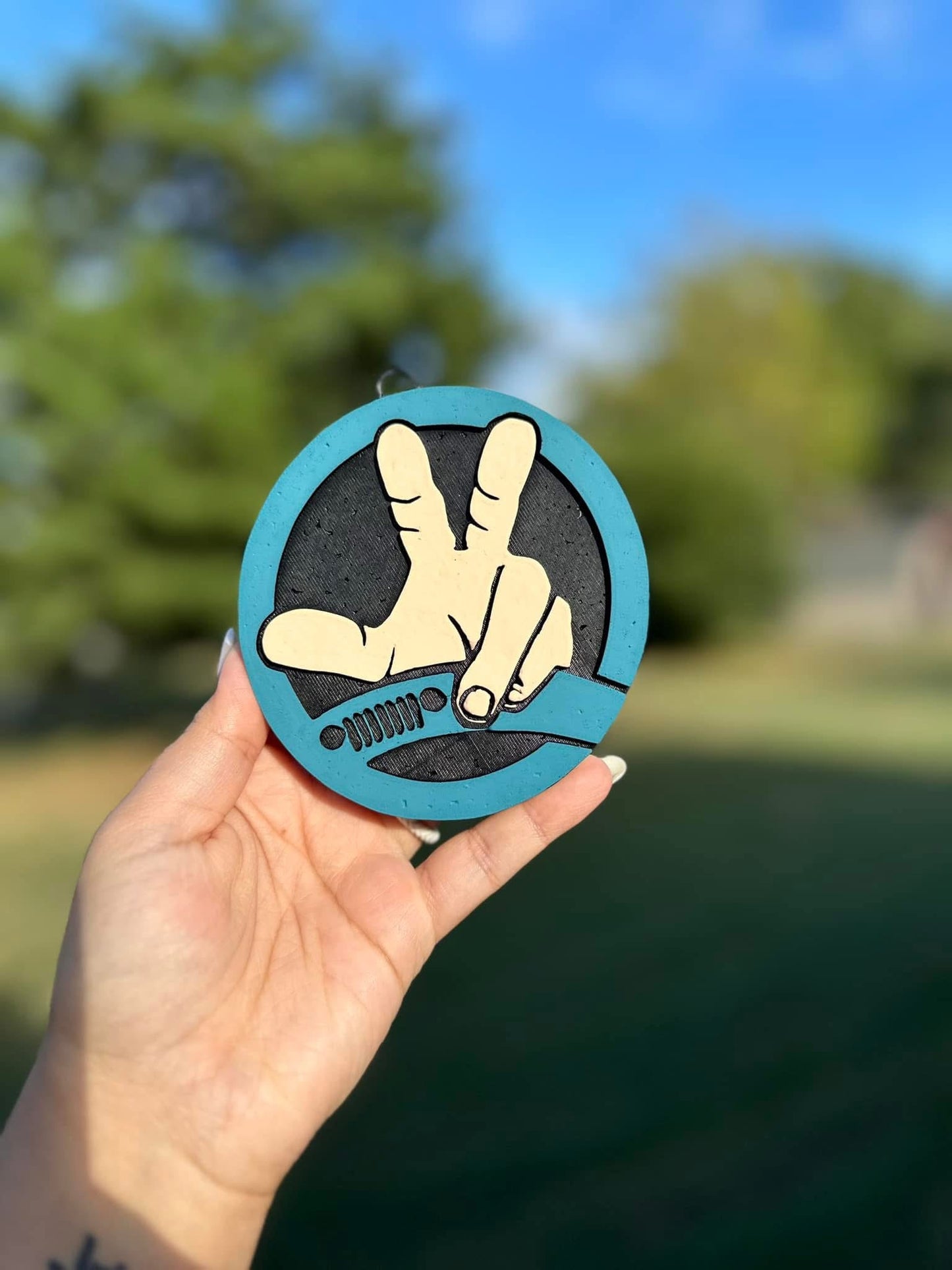 Peace Sign Wave Jeep Car Freshie