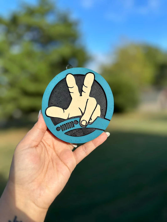 Peace Sign Wave Jeep Car Freshie
