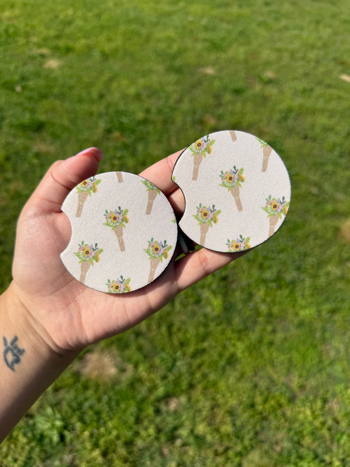 Flower Bouquet Neoprene Car Coaster