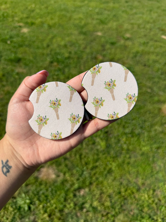 Flower Bouquet Neoprene Car Coaster