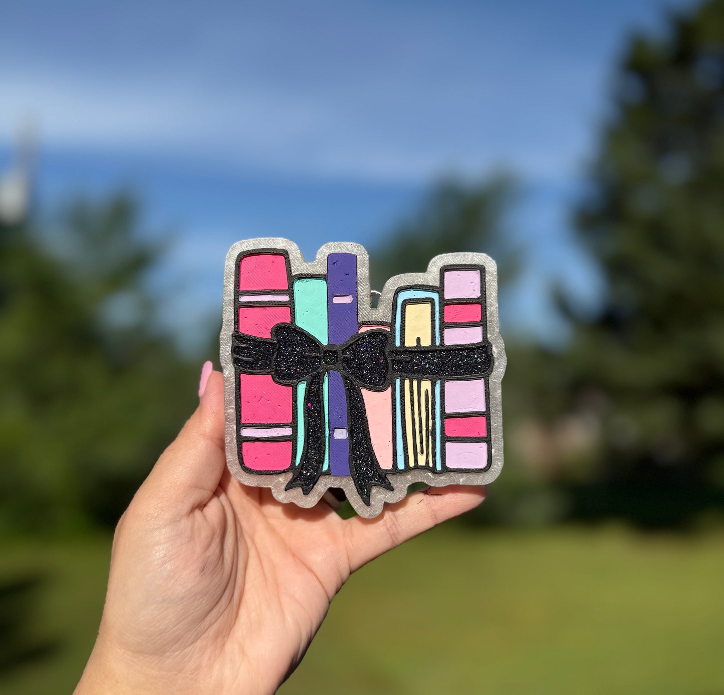 Book Stack With Bow Car Freshie