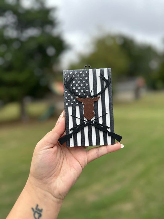 Deer, Rifles, and Flag Car Freshie