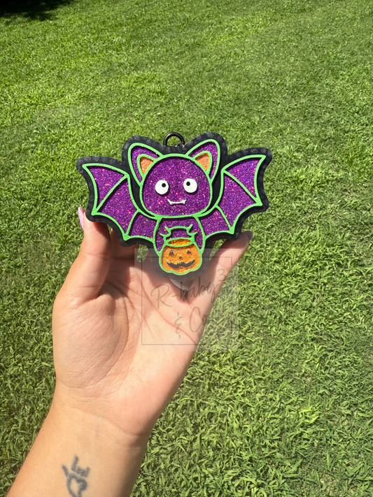 Bat Holding Halloween Pumpkin Bucket Car Freshie