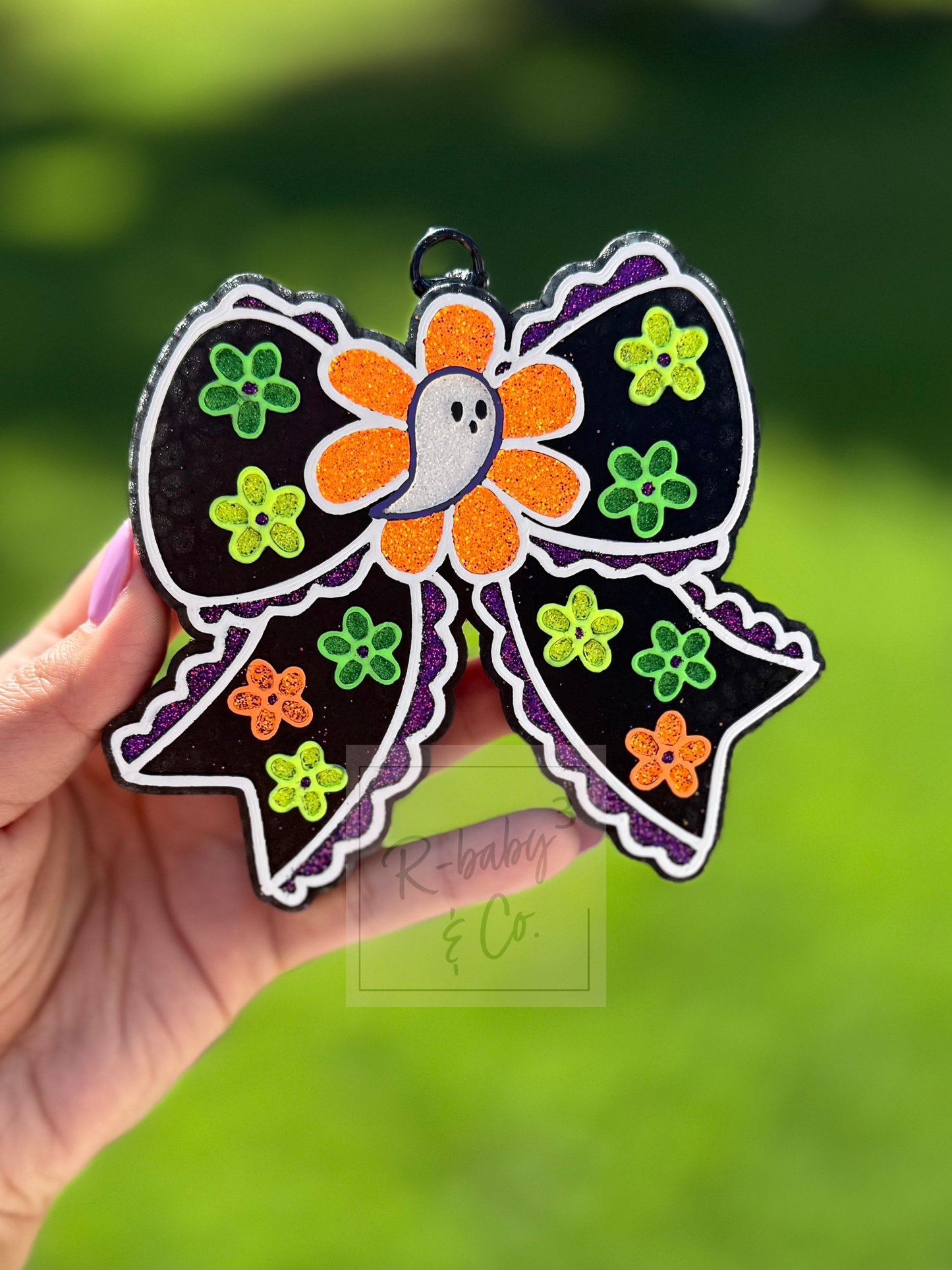 Ghost Floral Bow Car Freshie