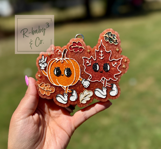 Pumpkin and Leaf Besties Car Freshie