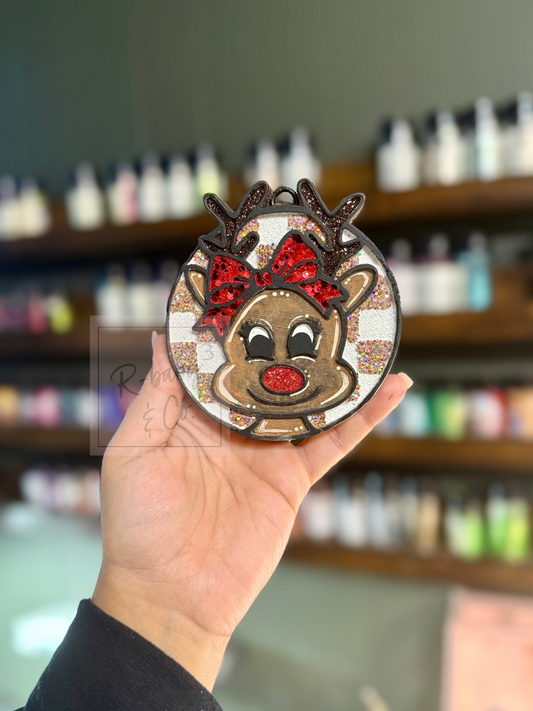 Rudolph With Bow Car Freshie