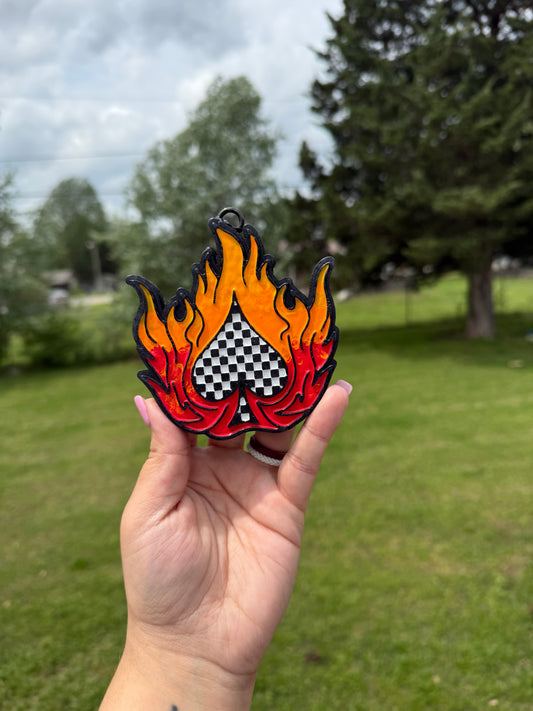 Flame Spade Car Freshie