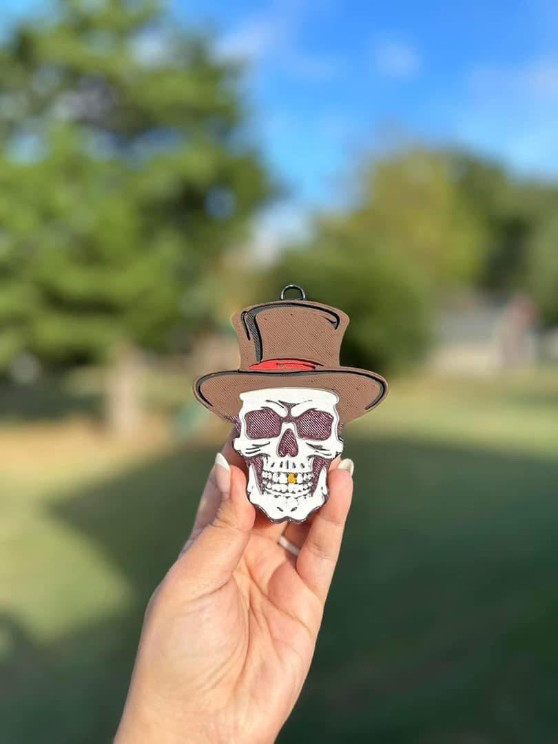 Skull With Top Hat Car Freshie