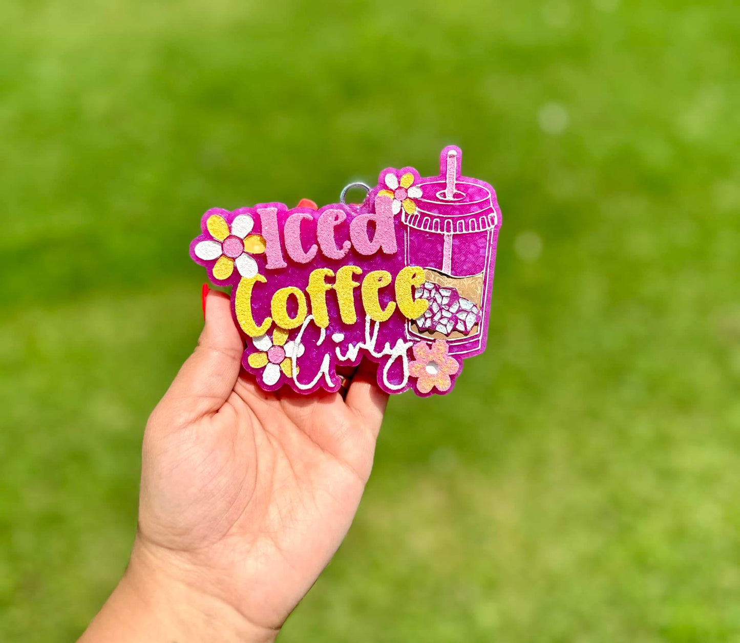 Floral Iced Coffee Girly Car Freshie