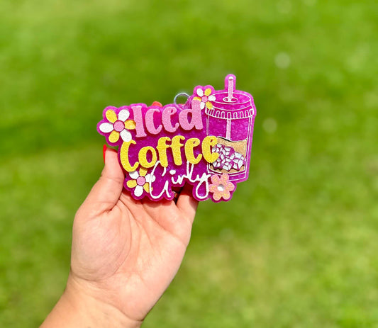 Floral Iced Coffee Girly Car Freshie