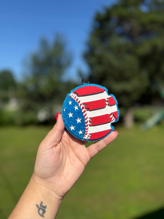 Flag Baseball/Softball Car Freshie
