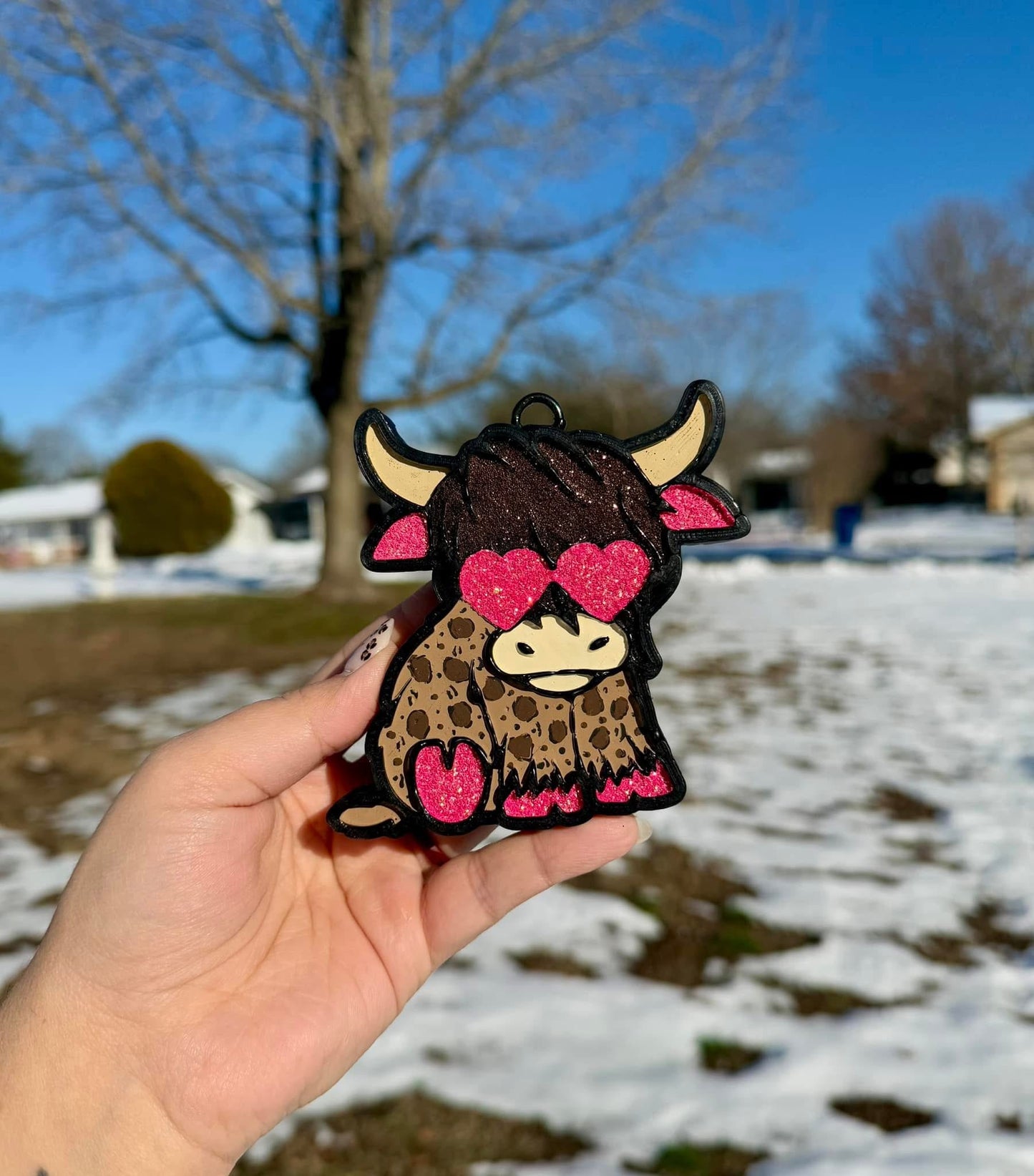 Cow With Heart Glasses Car Freshie