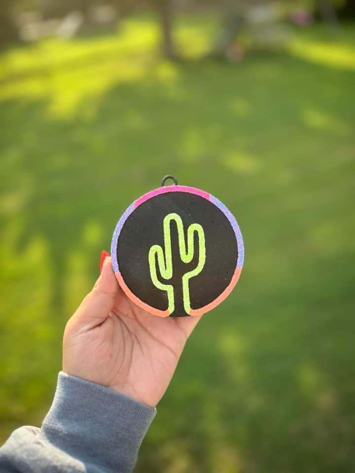 Round Cactus Car Freshie