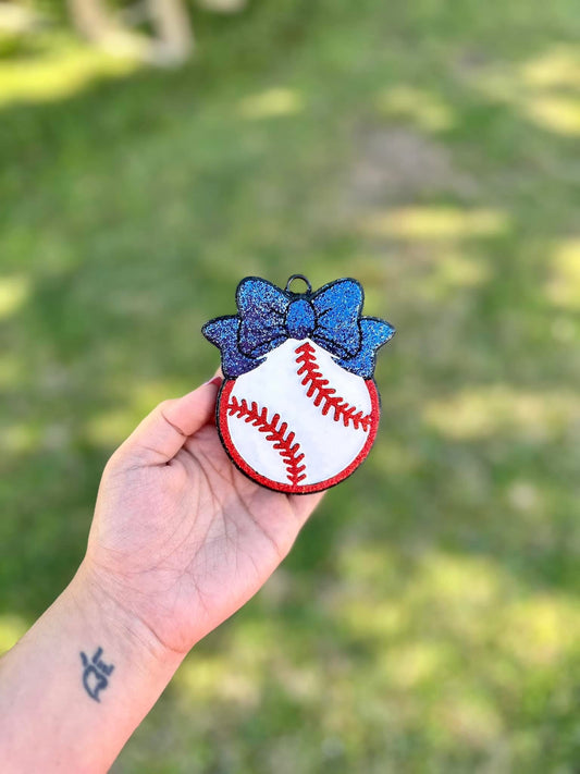 Baseball With Bow Car Freshie