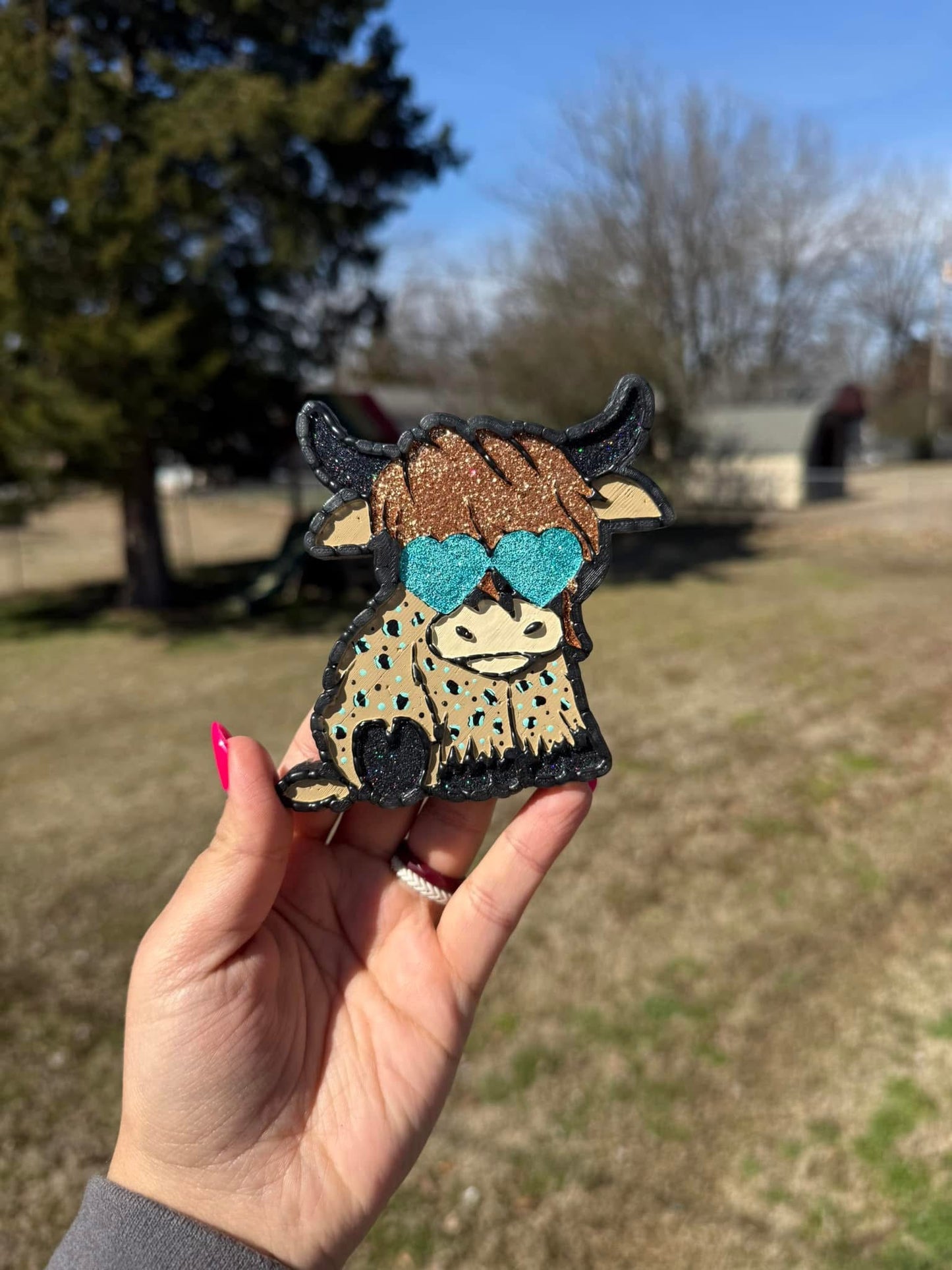 Cow With Heart Glasses Car Freshie