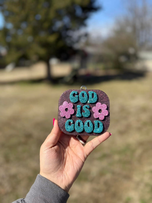 God Is Good Flowers Car Freshie