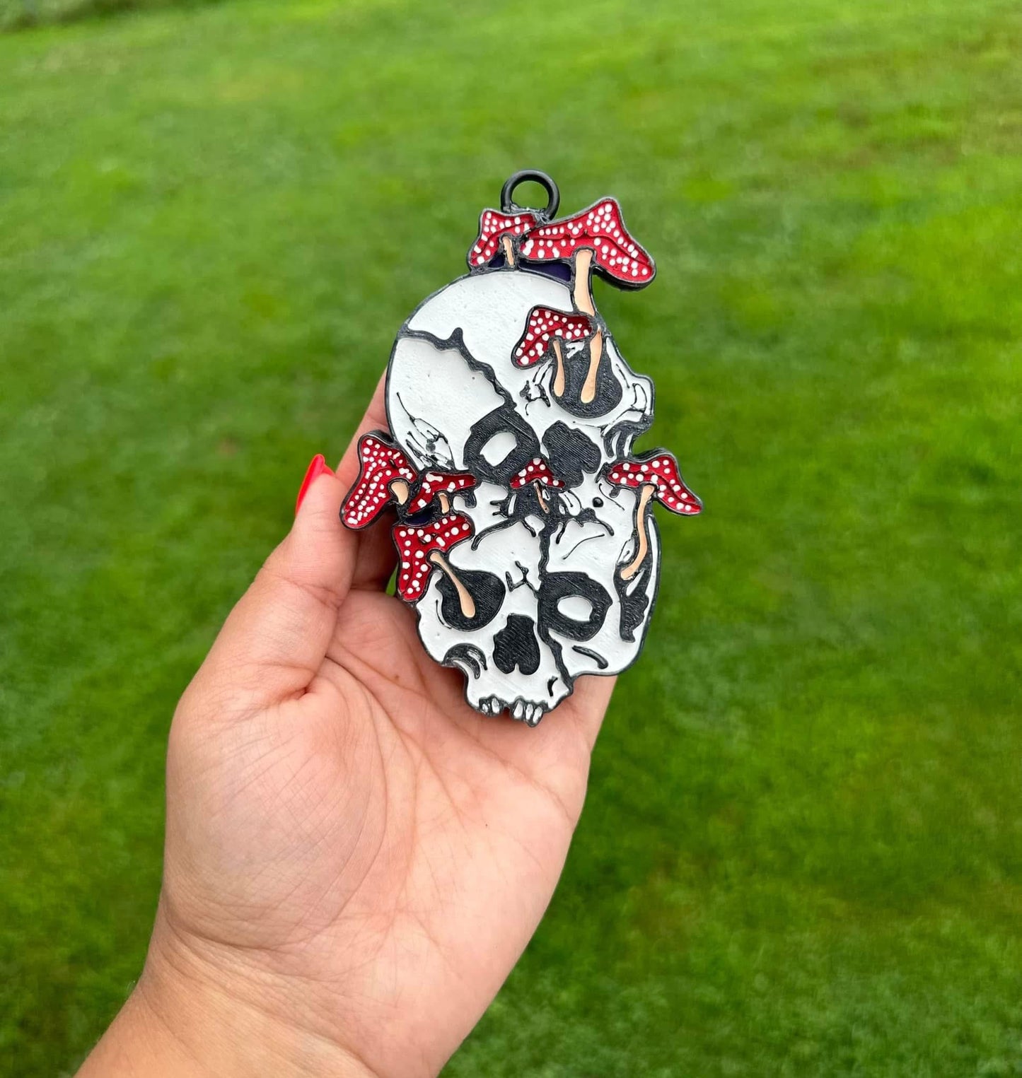 Double Skull With Mushrooms Car Freshie