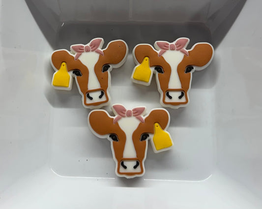 Tan and White Cow with ear tag Freshie Hanger