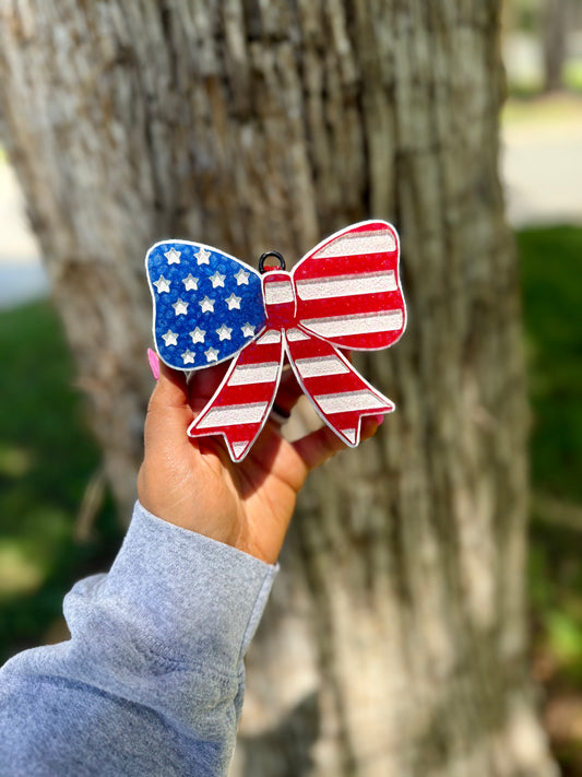 Red, White, & Blue Bow Car Freshie