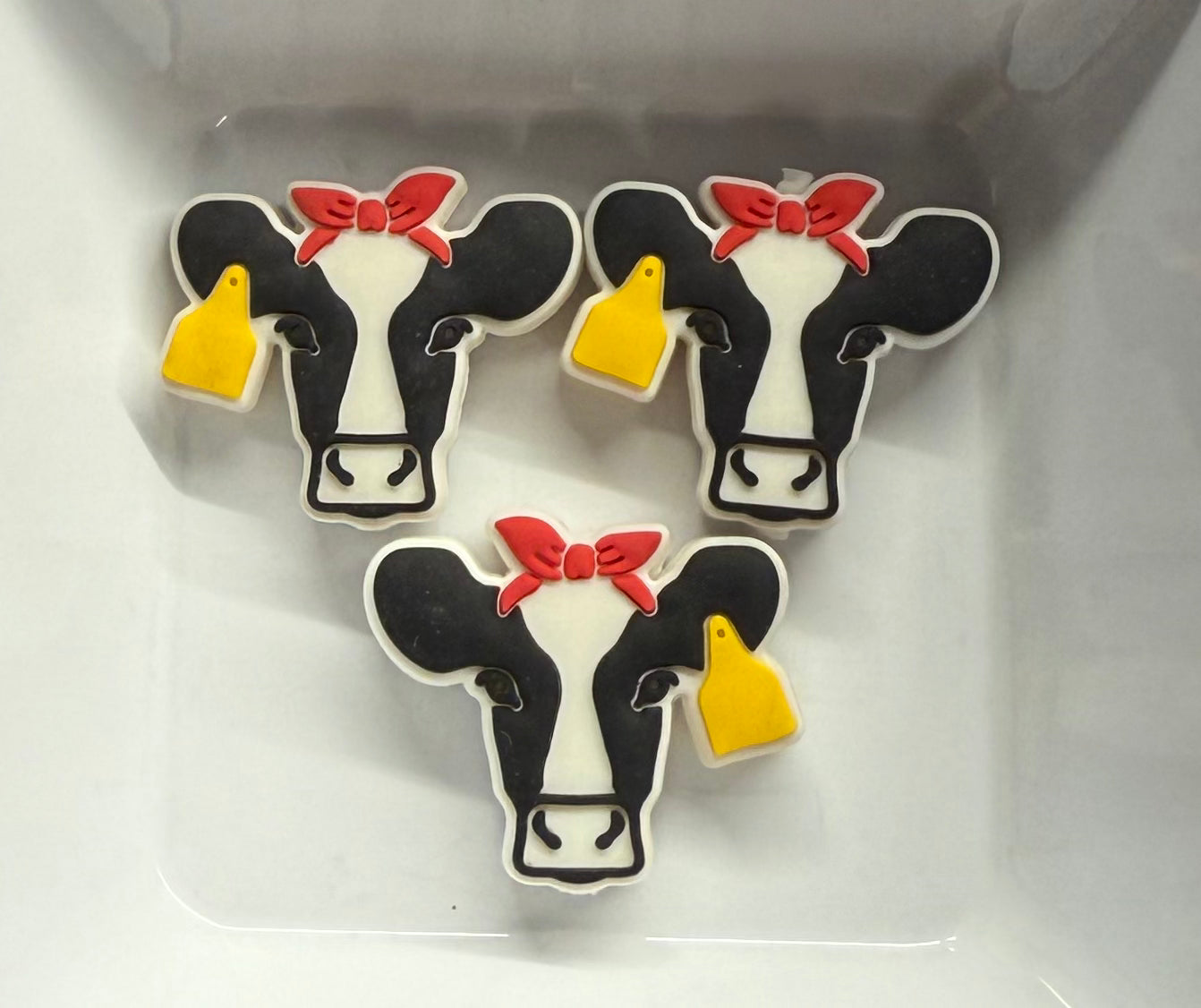 Black and White Cow With Bandana and ear tag Freshie Hanger