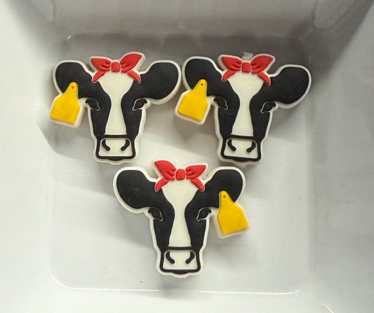 Black and White Cow With Bandana and ear tag Freshie Hanger