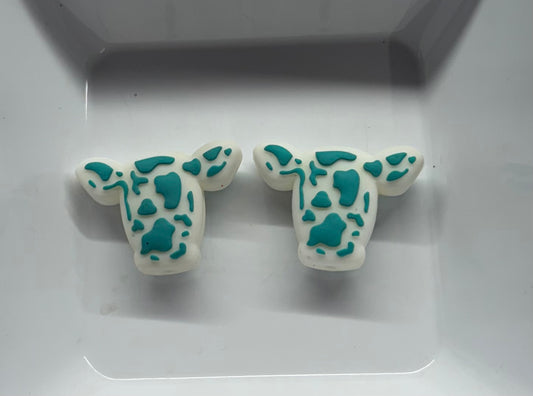 Turquoise cow head Freshie hanger