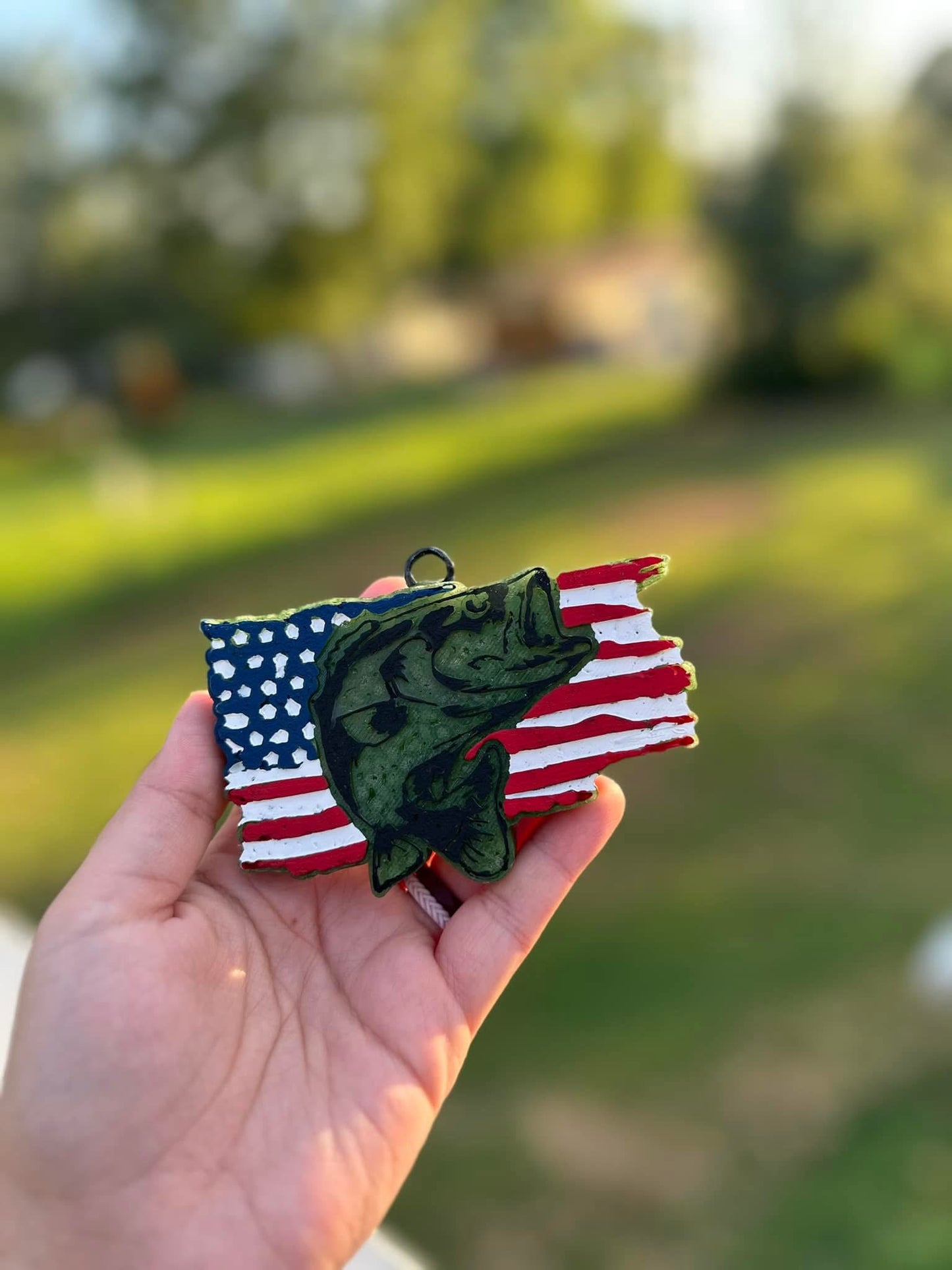 Fish and American Flag Car Freshie