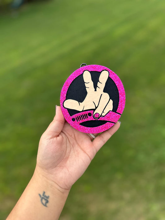 Peace Sign Wave Jeep Car Freshie