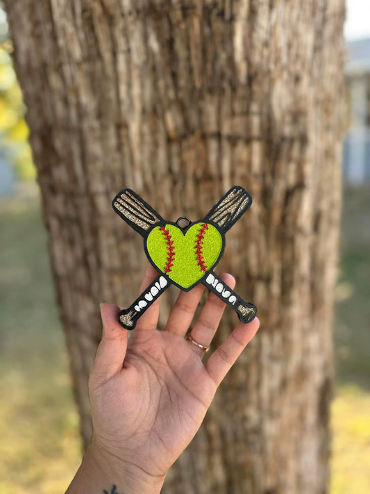 Baseball/Softball Bats and Heart Car Freshie