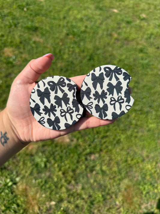 Black Bows Neoprene Car Coasters