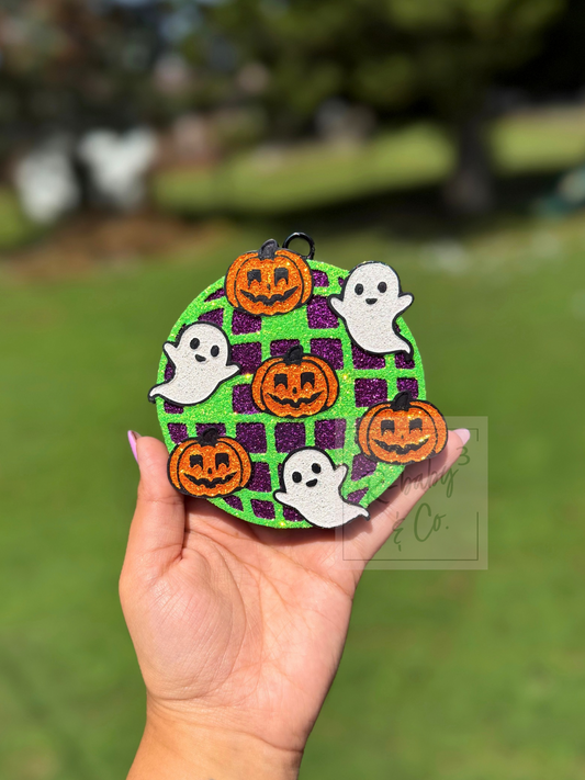 Ghost and Pumpkin Disco Ball (large) Car Freshie
