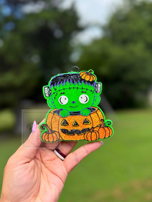 Frankenstein in a Pumpkin Car Freshie